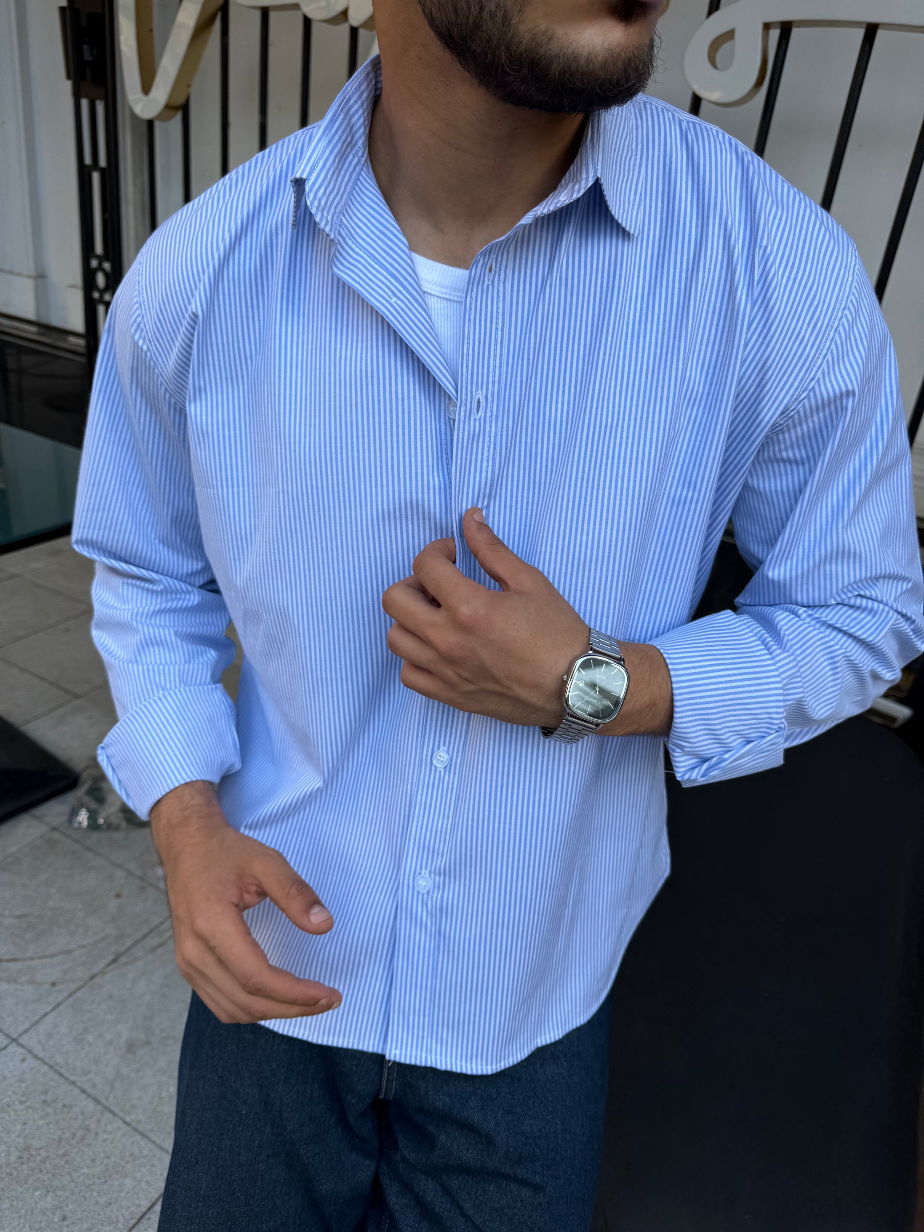 Striped Baby Blue shirt